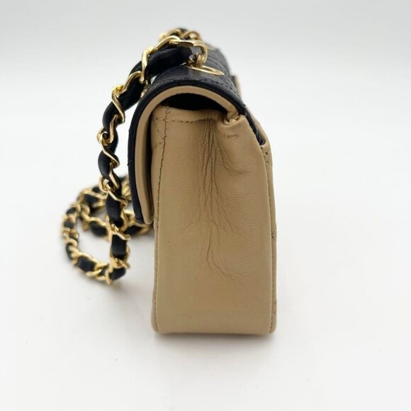 Authentic CHANEL 24K  Vintage Classic Single Flap Quilted Lambskin Chain Bag Tan - Picture 4 of 16